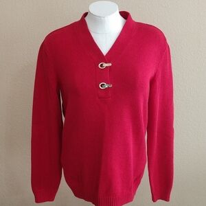 Karen Scott Women's Hardware Henley Sweater Size M